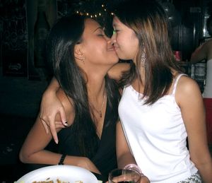 asian lesbians kiss